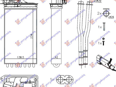 Calorifer habitaclu +AC (235x140x42) CITROEN C1 06-12 CITROEN C1 12-14 PEUGEOT 107 06-12