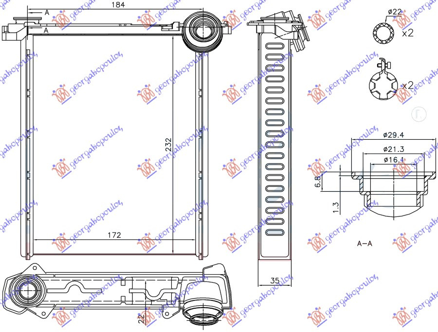 Calorifer habitaclu CITROEN C3 PICASSO 09-12 CITROEN C3 PICASSO 12-16 PEUGEOT 308 08-13 PEUGEOT RCZ 11-