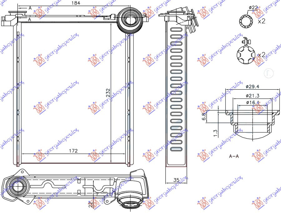 CALORIFER INCALZIRE HABITACLU (172X232X22) - CITROEN C3 PICASSO 09-15, CITROEN, CITROEN C3 PICASSO 09-12, 198006500