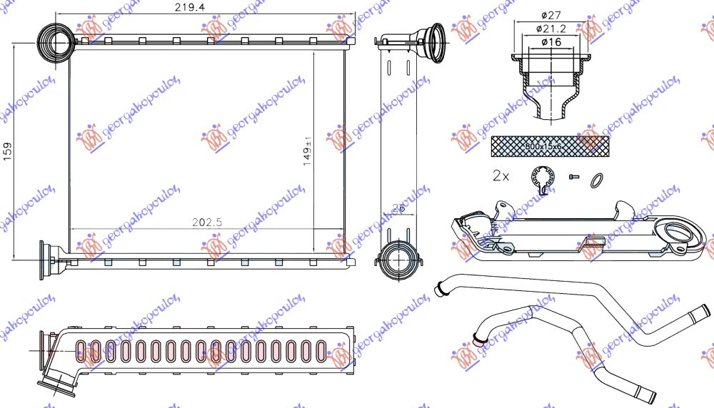 CALORIFER INCALZIRE HABITACLU (BR) (150x203x26) - MERCEDES GLE (W166) 15-, MERCEDES, MERCEDES GLE (W166) 15-19, 527706500