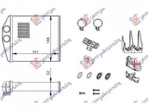 CALORIFER OPEL COMBO 2001->2011 Calorifer B +/-AC 167x168 PIESA NOUA ANI 2001 2002 2003 2004 2005 2006 2007 2008 2009 2010 2011