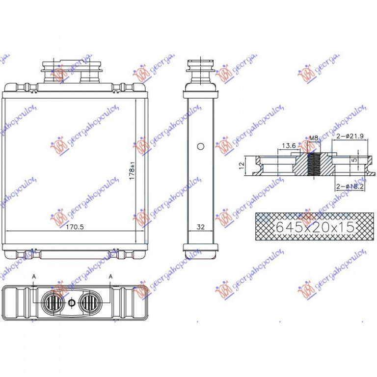 CALORIFER SKODA RAPID 2012-> Calorifer 178x171x