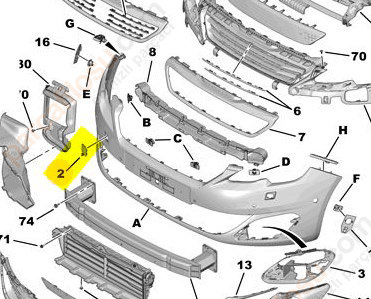 Capac cui tractare fata (cu far full led) PEUGEOT 308 13-17 cod origine 1610742980