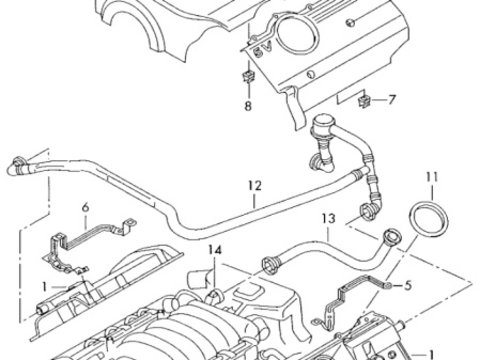 Capac ornament motor Audi A4 B6 (8E) 2002 2003 2.4 BDV OEM 078103936E