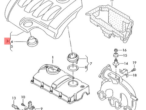 Capac ornament motor Volkswagen Touran (1T) Monovolum 2006 1.9 TDI OEM 03G103925BL