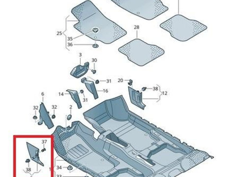 Capac prag interior de la maner capota Volkswagen POLO (2009->)[6R] 6r1863483a82v