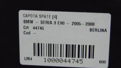 Capota spate BMW Seria 3 E90 din 2006