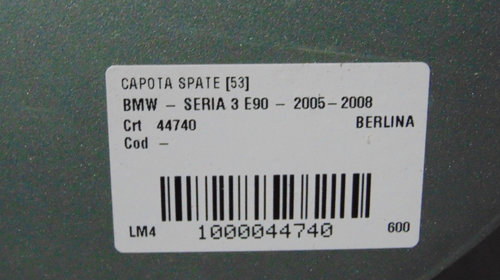 Capota spate BMW Seria 3 E90 din 2007