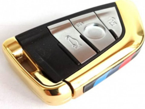 Carcasa cheie BMW smart cu 3 butoane argintiu cu auriu