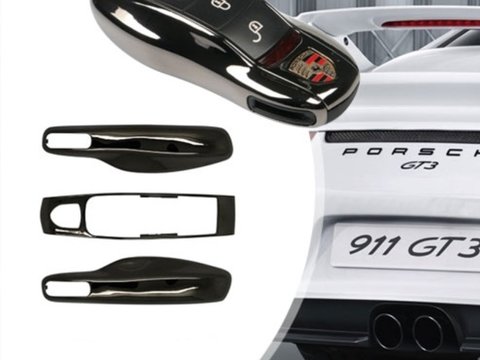 Carcasa Cheie Porsche Set 3 Buc Negru Metalizat