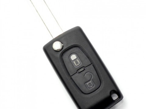 Carcasa cheie tip briceag 2 butoane Peugeot lama HU83-SH2 cu suport baterie