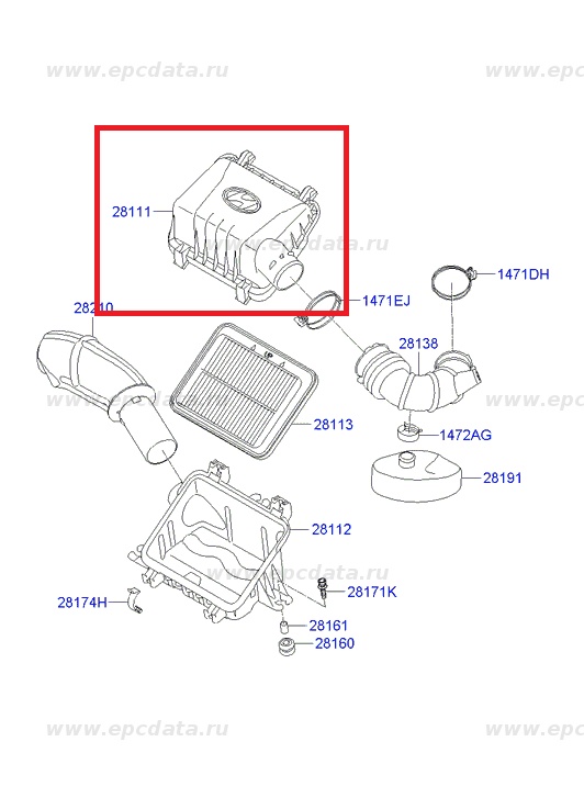 Carcasa filtru aer superioara Hyundai i10