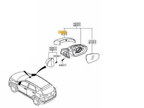 Carcasa oglinda exterioara Hyundai Tucson (Tl), 09.2015-, Stanga, Aftermarket