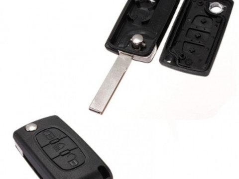 Carcasa telecomanda briceag 3 butoane Citroen /Peugeot cu bateria pe carcasa