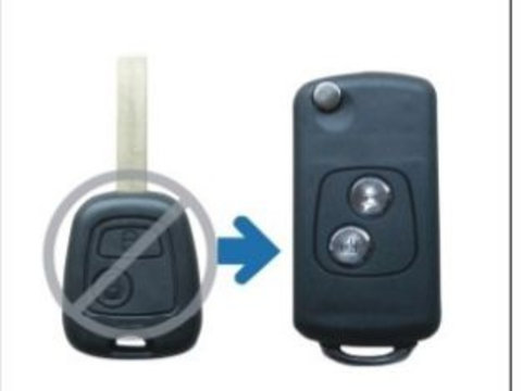 Carcasa telecomanda tip briceag cu 2 butoane compatibila Peugeot