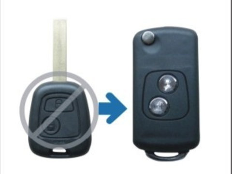 Carcasa telecomanda transformare tip briceag cu 2 butoane compatibila Peugeot lama ascutita