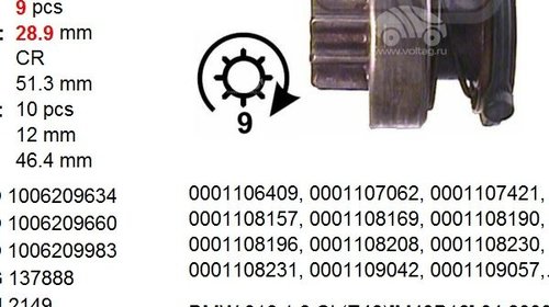 Cargo bendix electromotor pt bmw mot ben