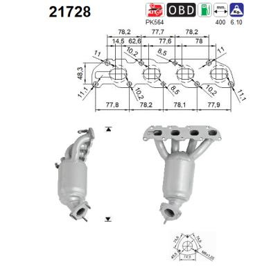Catalizator AS 21728 pentru OPEL ASTRA H (A04) 2004-2010