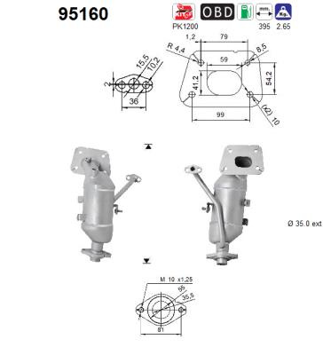 Catalizator AS 95160 pentru PEUGEOT 108 2014-2019