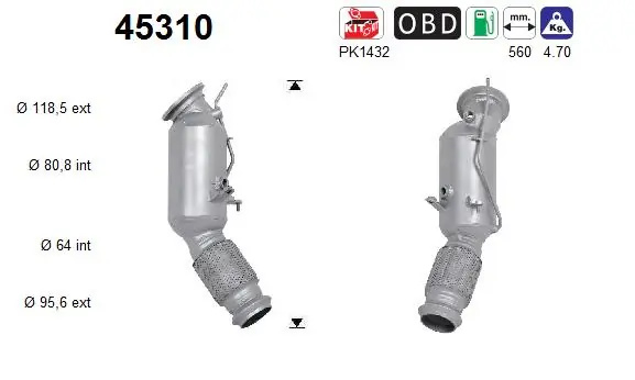 Catalizator AS BMW 2 cupe (F22, F87) 2015-2021 - 45310