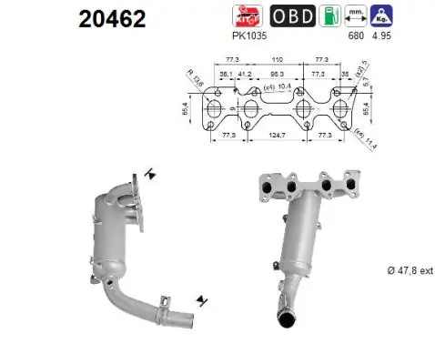 Catalizator AS FIAT PANDA (169_) 2010-2013 - 20462
