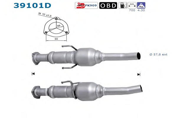 Catalizator # Iveco Daily 2.3 iv platou / sasiu 35c10; 35s10 motorina 95cp/70kw F1AE0481F; F1AE0481FA 2006 2007 2008 2009 2010 2011 # 39101D # AS