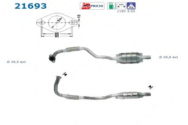 Catalizator # Opel Astra 1.6 f classic combi i benzina 75cp/55kw X 16 SZR 1998 1999 2000 2001 2002 2003 2004 2005 # 21693 # AS