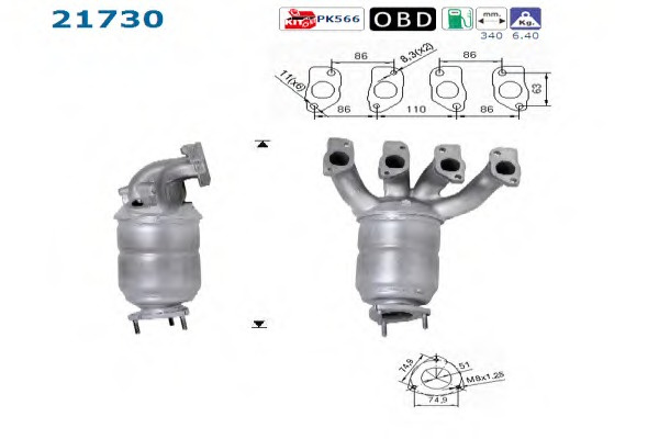 Catalizator # Opel Astra 1.6 g caroserie [f70] benzina 84cp/62kw Z 16 SE 2000 2001 2002 2003 2004 2005 # 21730 # AS