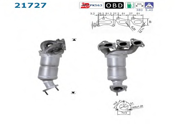 Catalizator # Opel Corsa 1.0 c [f08; f68] benzina 58cp/43kw Z 10 XE 2000 2001 2002 2003 # 21727 # AS