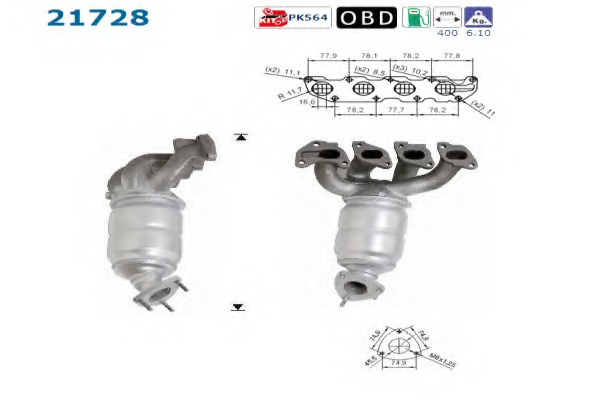 Catalizator # Opel Corsa 1.2 vita c [f08; f68] benzina 75cp/55kw Z 12 XE 2000 2001 2002 2003 2004 2005 2006 2007 2008 2009 # 21728 # AS