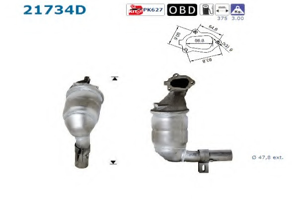 Catalizator # Opel Corsa 1.3 c [f08; f68] cdti motorina 70cp/51kw Z 13 DT 2003 2004 2005 2006 2007 2008 2009 # 21734D # AS
