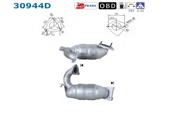 Catalizator # Renault Megane 1.9 ii grandtour [km0/1] dci motorina 120cp/88kw F9Q 800 2003 2004 2005 2006 2007 2008 2009 # 30944D # AS
