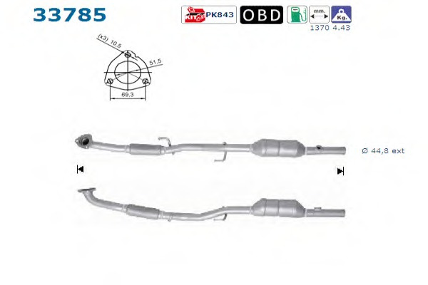 Catalizator # Seat Ibiza 1.6 v [6j5] benzina 105cp/77kw BTS 2008 2009 2010 2011 2012 2013 2014 2015 2016 2017 2018 2019 2020 2021 2022 2023 2024 2025 # 33785 # AS