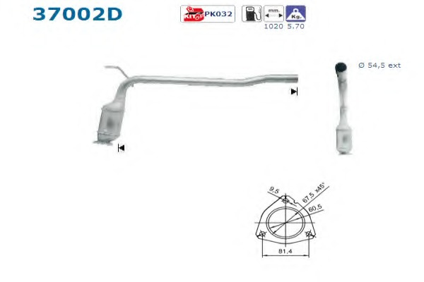 Catalizator # Vw Transporter 2.4 t4 bus [70xb; 70xc; 7db; 7dw] d motorina 75cp/55kw AJA 1997 1998 1999 2000 2001 2002 2003 # 37002D # AS