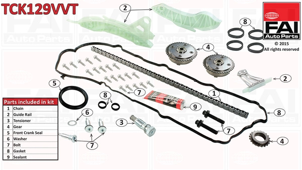 Chit lant de distributie FAI AutoParts montare deasupra TCK129VVT compatibil cu CITROEN C5 X (ND_, NC_) 5GF (EP6FADTXD) 1598cc 181cp 133kW 2021 2022 2023 2024 2025