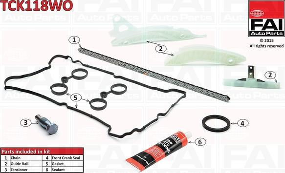Chit lant de distributie PEUGEOT RCZ (4J****), Compartiment, 03.2010 - 12.2015 FAI AutoParts TCK118WO