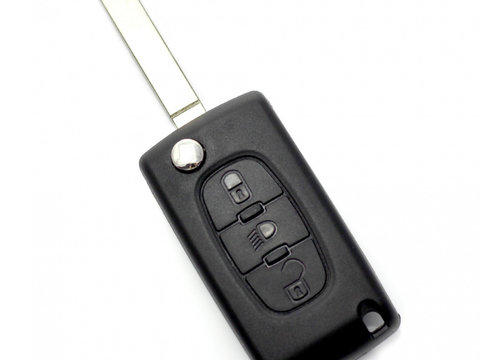 Citroen / Peugeot 307 - Carcasa tip cheie briceag cu 3 butoane, lama VA2-SH3, fara suport baterie CC096