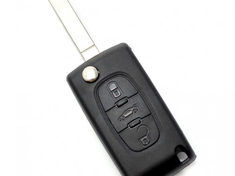 Citroen / Peugeot 307 - Carcasa tip cheie briceag cu 3 butoane, lama VA2-SH3, fara suport baterie, buton portbagaj CC094