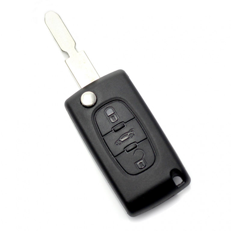 Citroen / Peugeot Peugeot 406 - Carcasa tip cheie briceag cu 3 butoane, lama NE78-SH3 cu suport baterie si buton portbagaj