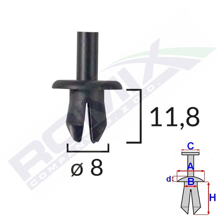 Clema, clips fixare Peugeot 605 (6b) 01.