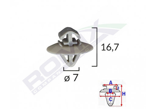 CLIPS FIXARE ELEMENTE EXTERIOARE PENTRU IVECO/OPEL/RENAULT 7X16.7 - GRI SET 10 BUC