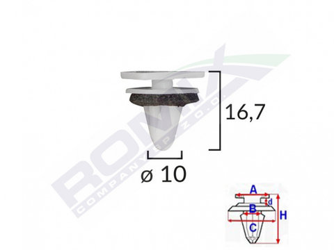 CLIPS FIXARE ELEMENTE EXTERIOR, GRILA DE ADMISIE, PENTRU KIA SI HYUNDAI SET 10 BUC IS-62386