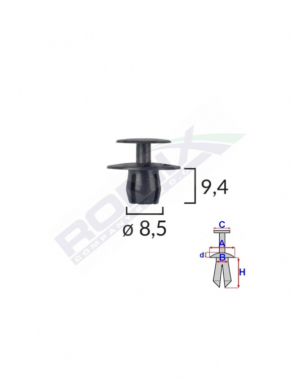 Clips fixare pentru bmw/mercedes/peugeot 8.5x9.4mm - negru set 10 buc 62196