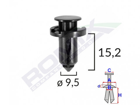 Clips Fixare Pentru Nissan/honda/subaru 9.5x15.2mm - Negru Set 10 Buc Romix B22089-RMX