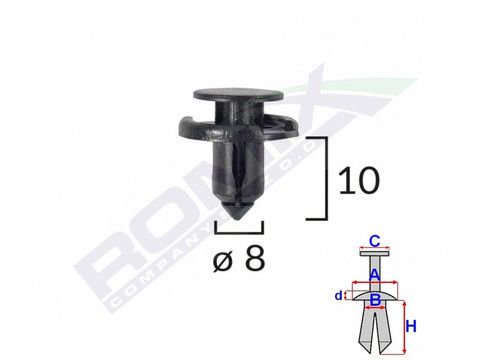 Clips Fixare Pentru Nissan/toyota/lexus/suzuki 8x10mm - Negru Set 10 Buc Romix C10077-RMX