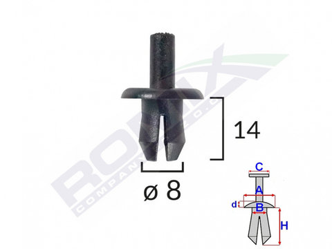 CLIPS FIXARE VOLVO 8X14MM - NEGRU SET 10 BUC IS-62024