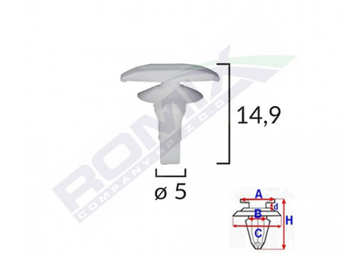 CLIPS GARNITURI PENTRU MITSUBISHI/TOYOTA/HONDA/HYUNDAI/LEXUS 5X14.9MM - ALB SET 10 BUC IS-62091