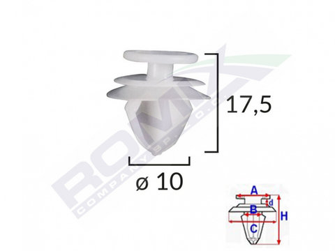 Clips Tapiterie Pentru Citroen/peugeot/volvo 10x17.5mm - Gri Set 10 Buc Romix C10091