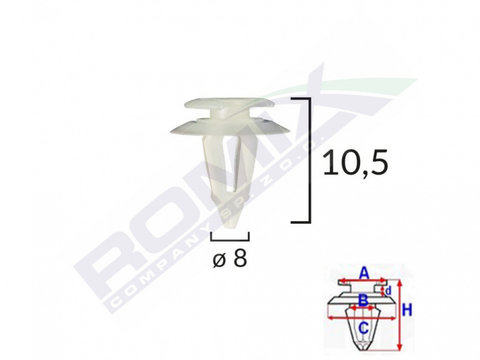 Clips Tapiterie Pentru Fiat/audi 8x10.5mm - Alb Set 10 Buc Romix C10003