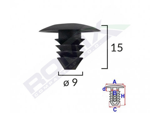 Clips Tapiterie Pentru Grup Vag 9x15mm - Negru Set 10 Buc Romix A11888